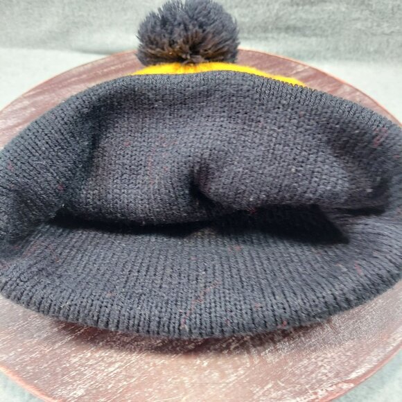 Yellow & Black GT Knit Beanie With Pom-Pom Hat 47 Brand College - Picture 9 of 10